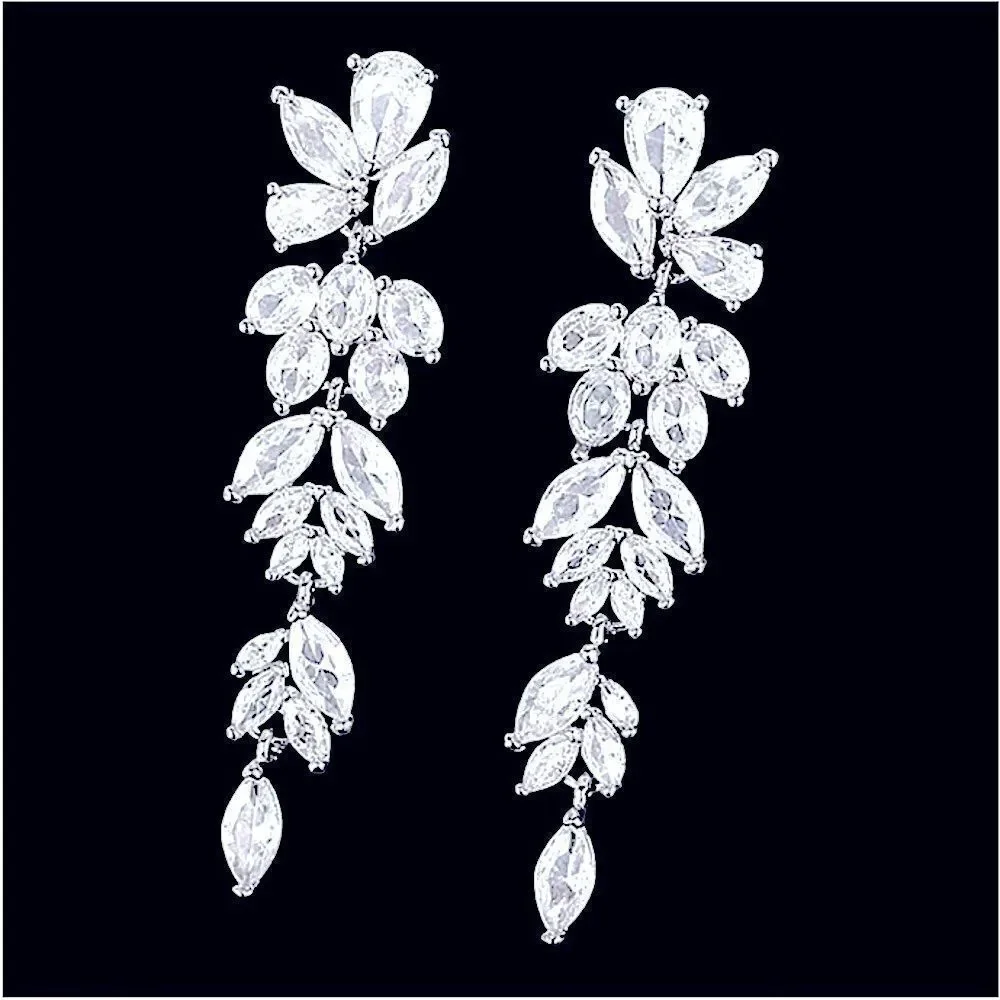Elegant Silver Swarovski Crystal Drop Earrings